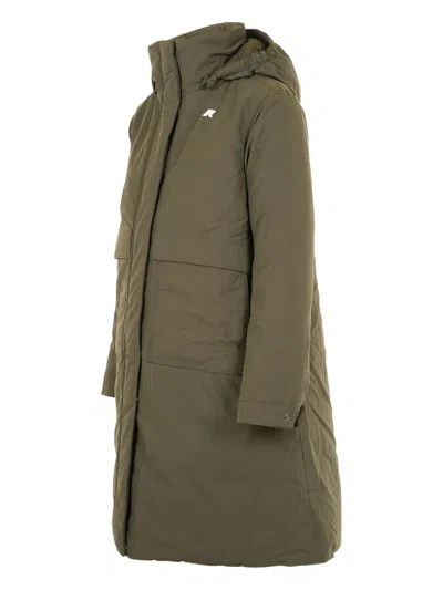 K-way Kalisha Hooded Pocket Coat In Green