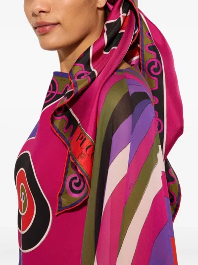Pucci Triangle Scarf Featuring Bold Pattern In Multi