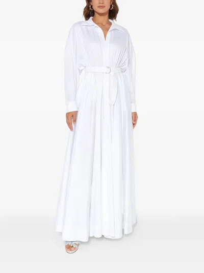 Norma Kamali Boyfriend Belted Shirt Maxi Dress In White