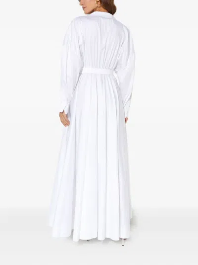 Norma Kamali Boyfriend Belted Shirt Maxi Dress In White