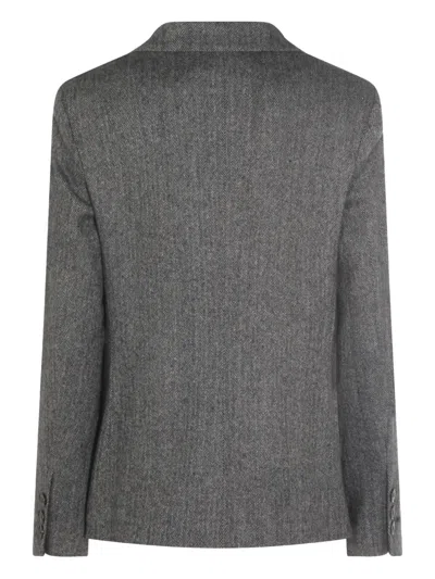 Antonelli Herringbone-button Jacket In Gray