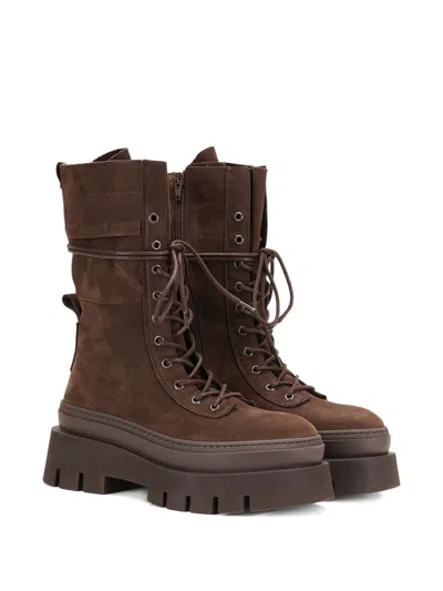 Copenhagen Studios Platform Flat Boots In Brown