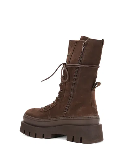 Copenhagen Studios Platform Flat Boots In Brown