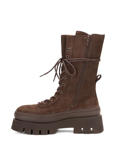 Copenhagen Studios Platform Flat Boots In Brown