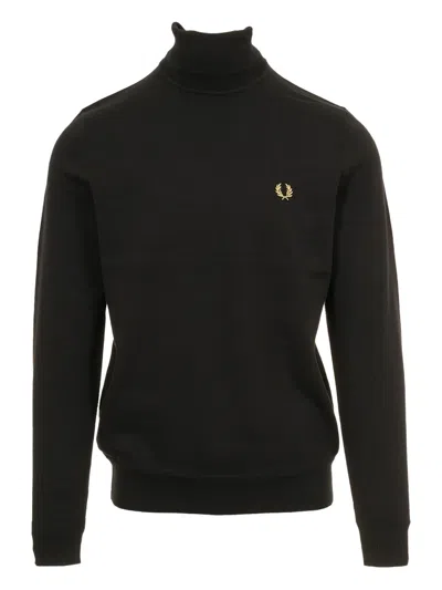 Fred Perry Laurel Wreath Roll-neck Sweater In Brown