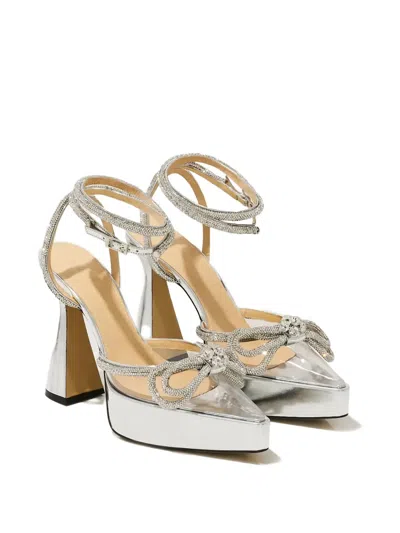 Mach&mach 140mm Double Bow Platform Pumps In Silver