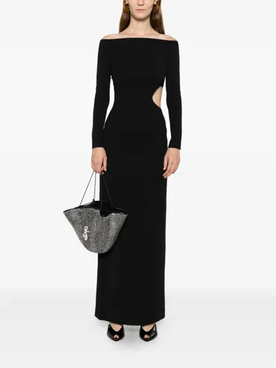 Solace London Mircea Off-shoulder Cut-out Maxi Dress In Black