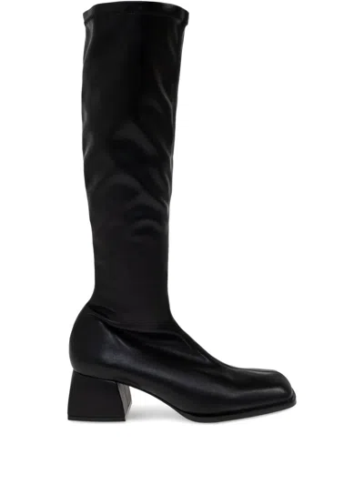 Nodaleto Leather Knee-high Boots In Black