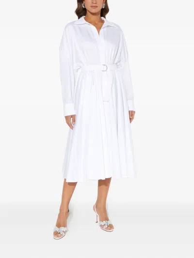 Norma Kamali Belted-detail Midi Shirt Dress In White