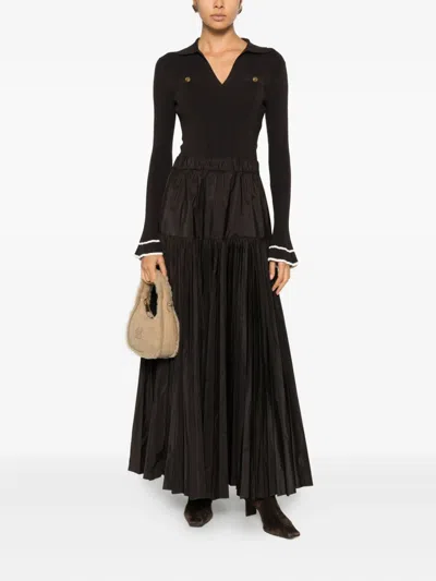 P.a.r.o.s.h Elasticated Pleated Skirt In Brown