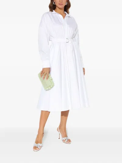 Norma Kamali Belted-detail Midi Shirt Dress In White