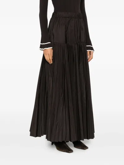 P.a.r.o.s.h Elasticated Pleated Skirt In Brown