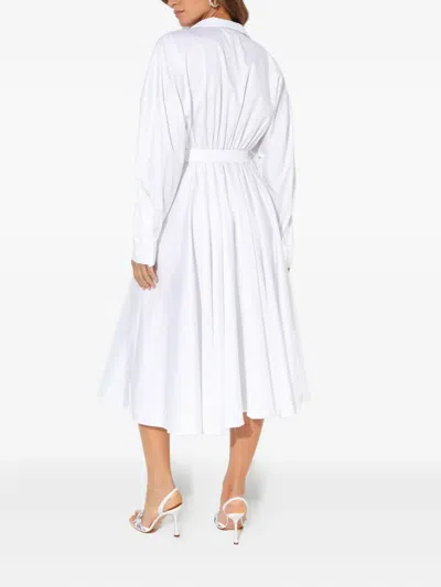 Norma Kamali Belted-detail Midi Shirt Dress In White