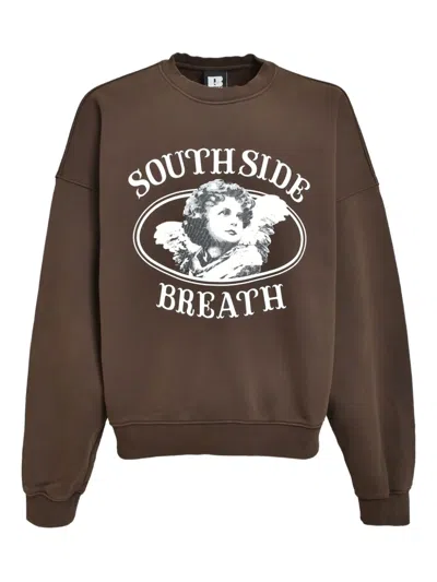Breath Angel-logo Crew-neck Sweatshirt In Brown