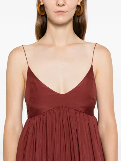 Matteau Voluminous Bralette Midi Dress In Brown