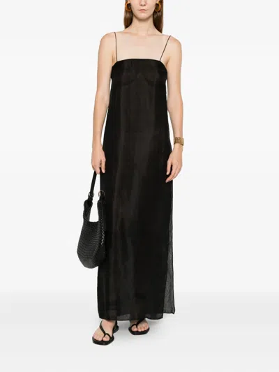 Matteau Sheer Cami Midi Dress In Black