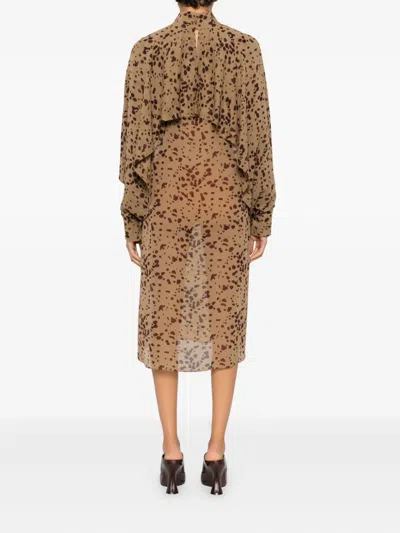 Ferragamo Ruffled Printed Midi Dress In Multi