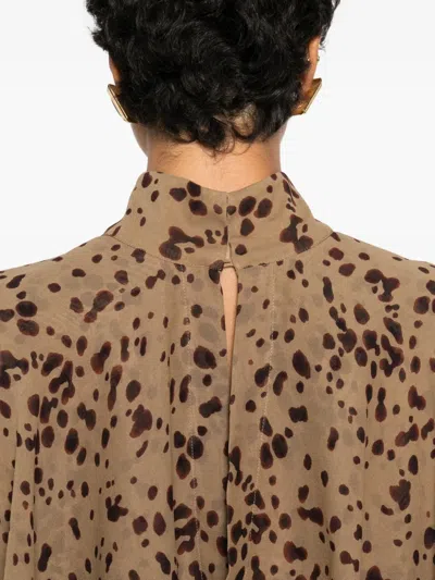 Ferragamo Ruffled Printed Midi Dress In Multi