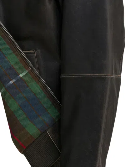Baracuta G9 Zip Tartan Panel Jacket In Brown
