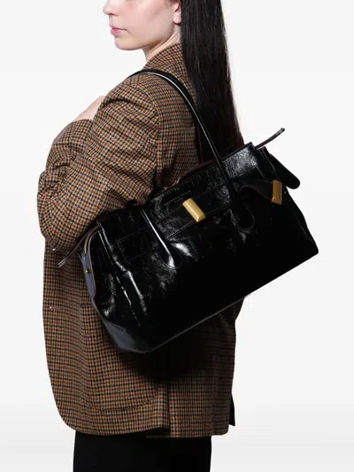 Roberto Festa Large Emeralda Buckle-detail Shoulder Bag In Black