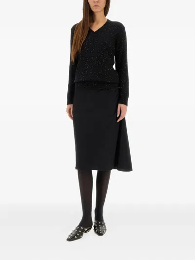 Fabiana Filippi V-neck Embellished Sweater In Black