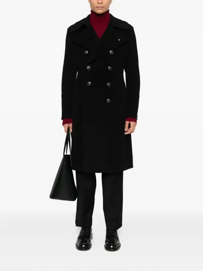 Tagliatore Double-breasted Coat In Black