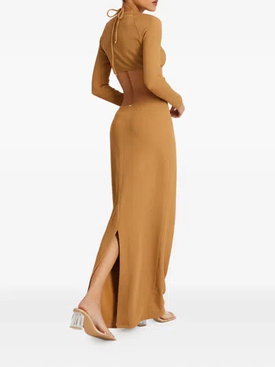 Patbo Embellished Cut-out Maxi Dress In Brown