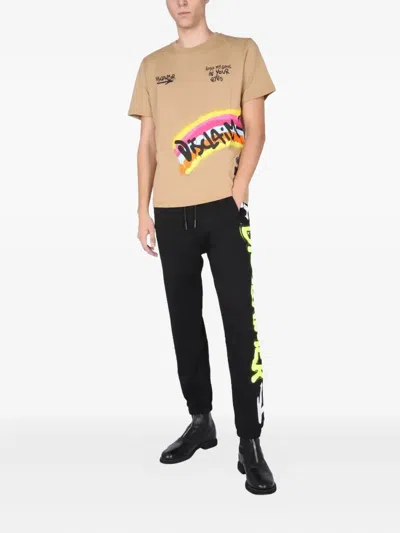 Disclaimer T-shirt With Screen Print In Brown