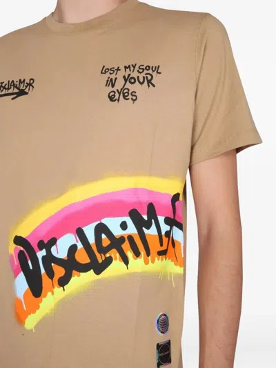Disclaimer T-shirt With Screen Print In Brown