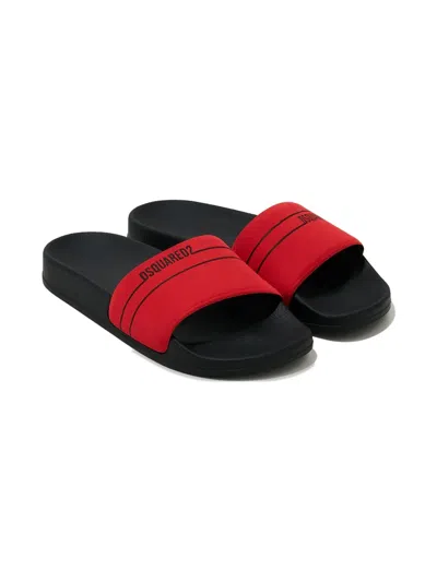 Dsquared2 Logo-print Flip Flops In Red