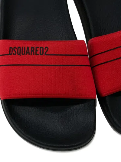 Dsquared2 Logo-print Flip Flops In Red