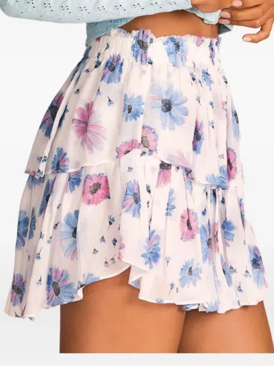 Loveshackfancy Ruffled Floral-pattern Mini Skirt In Multi