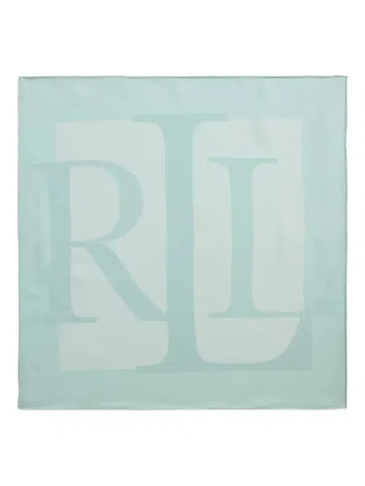 Ralph Lauren Tonal-logo Silk Scarf In Blue