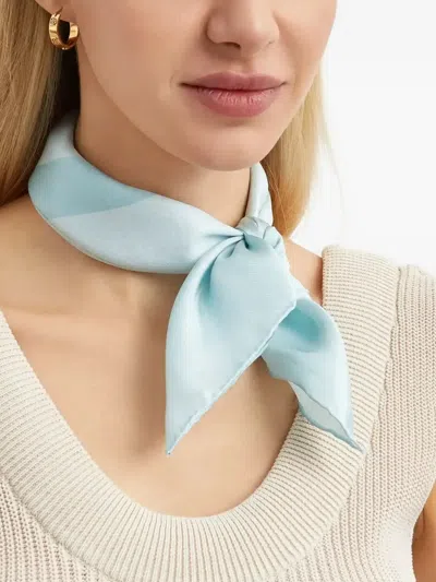 Ralph Lauren Tonal-logo Silk Scarf In Blue