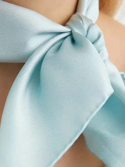 Ralph Lauren Tonal-logo Silk Scarf In Blue