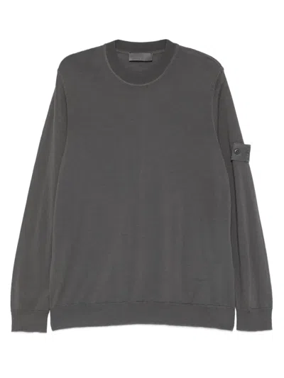 Stone Island Logo-patch Crew-neck Sweater In Gray