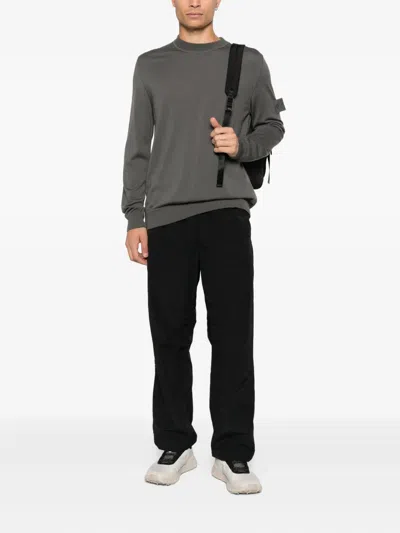 Stone Island Logo-patch Crew-neck Sweater In Gray