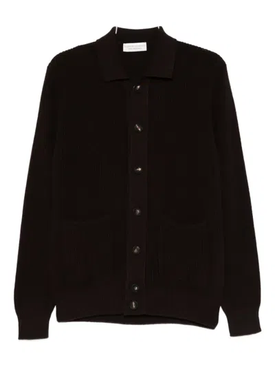 Filippo De Laurentiis Button-fastening Fisherman-knit Cardigan In Brown