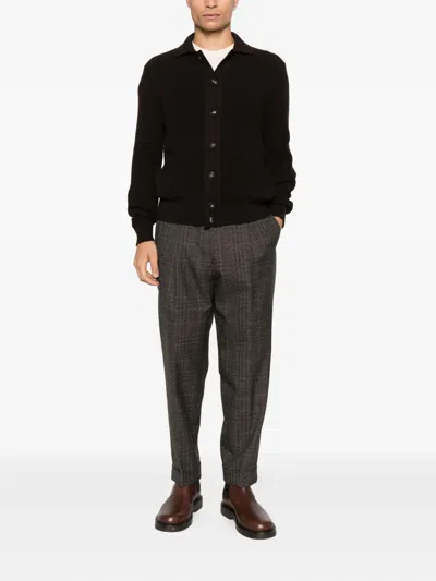 Filippo De Laurentiis Button-fastening Fisherman-knit Cardigan In Brown