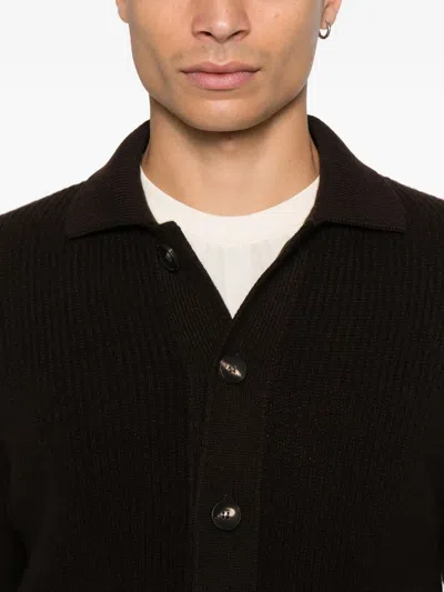 Filippo De Laurentiis Button-fastening Fisherman-knit Cardigan In Brown