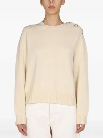 Jil Sander Wool-blend Buttoned Sweater In Nude