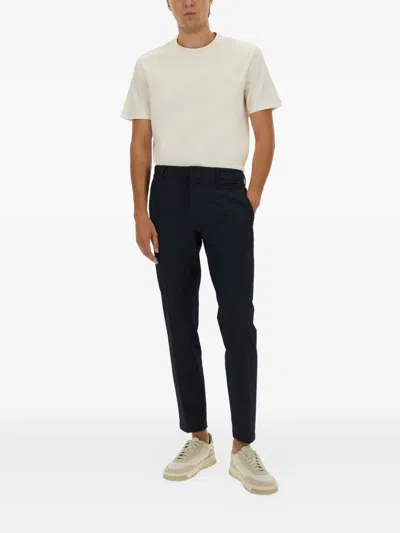 Hugo Boss Tailored Trousers With Belt Loops And Pockets In Blue