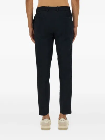 Hugo Boss Tailored Trousers With Belt Loops And Pockets In Blue