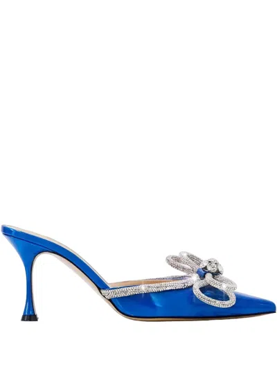 Mach&mach Pointed Crystal-bow Mules In Blue