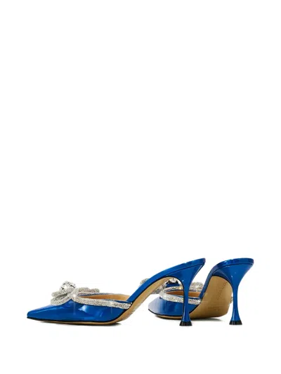 Mach&mach Pointed Crystal-bow Mules In Blue