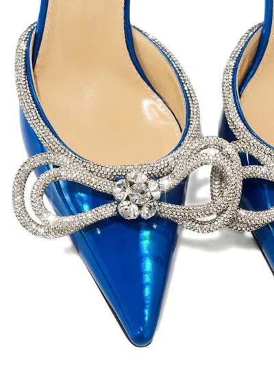 Mach&mach Pointed Crystal-bow Mules In Blue