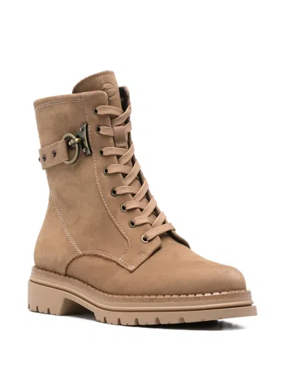 Tamaris Lace-up Fastening Boots In Neutral