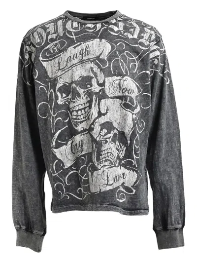 Breath Skull-print Long-sleeve Tshirt In Gray