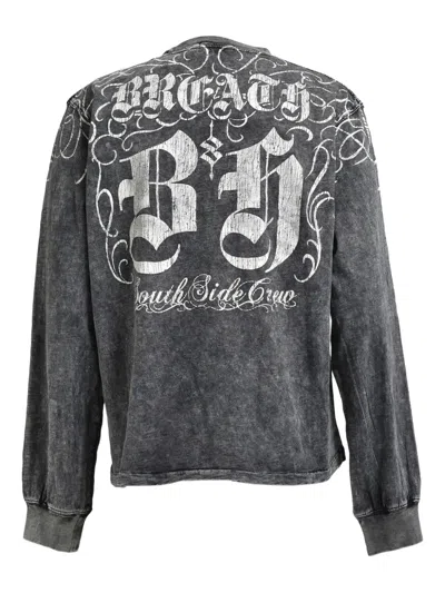 Breath Skull-print Long-sleeve Tshirt In Gray