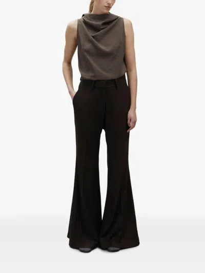 Alysi Cowl-neck Hooded Top In Brown